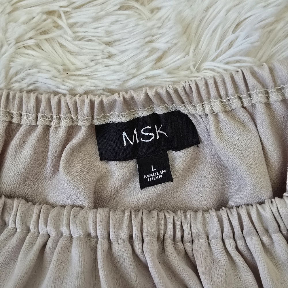 ☆ MSK Taupe Shimmer Off the Shoulder Puff Sleeve Top size L - Picture 9 of 14